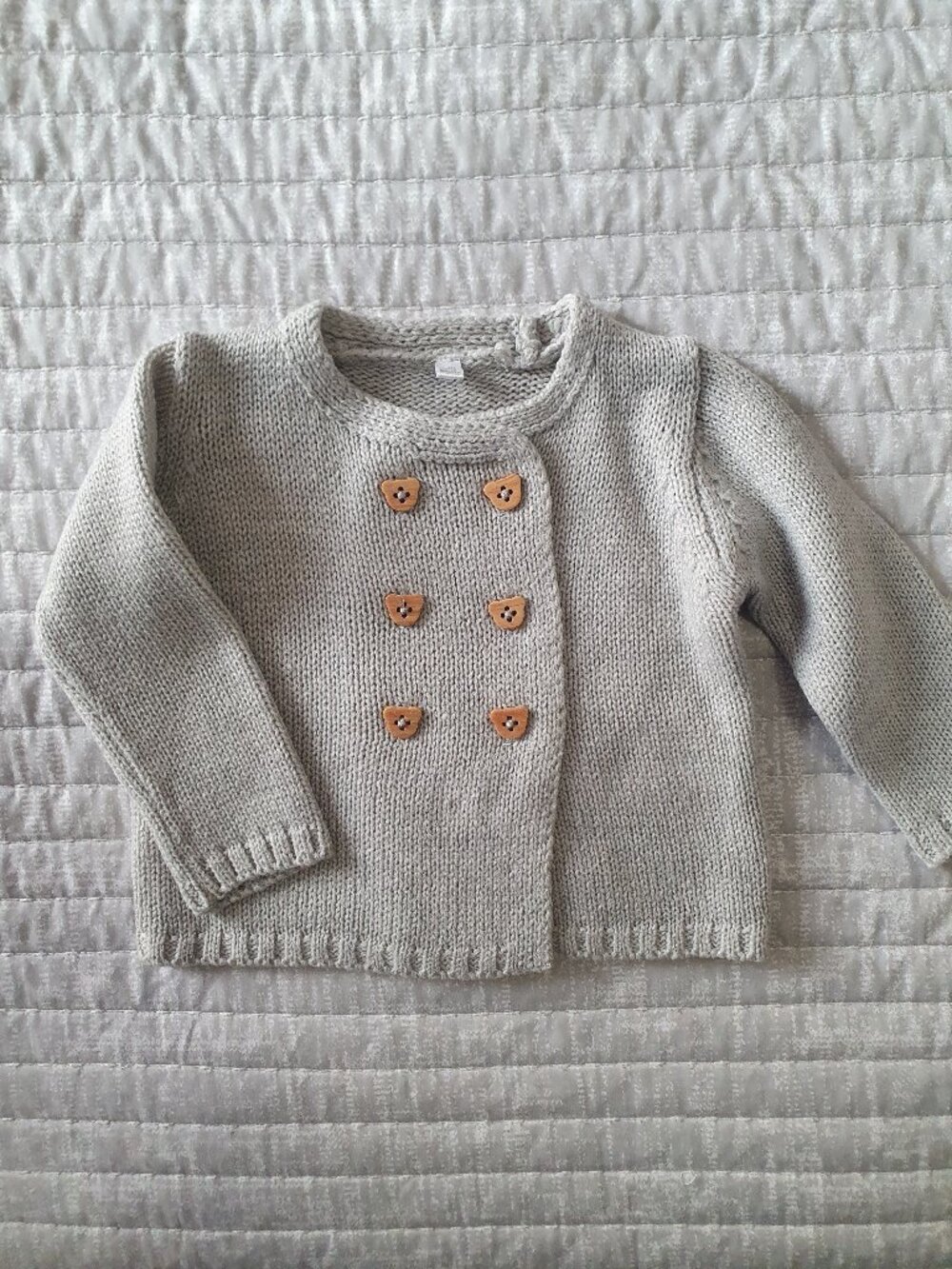 Rock a Bye Baby Boutique Grey Double-Breasted Knit Cardigan 3-6M